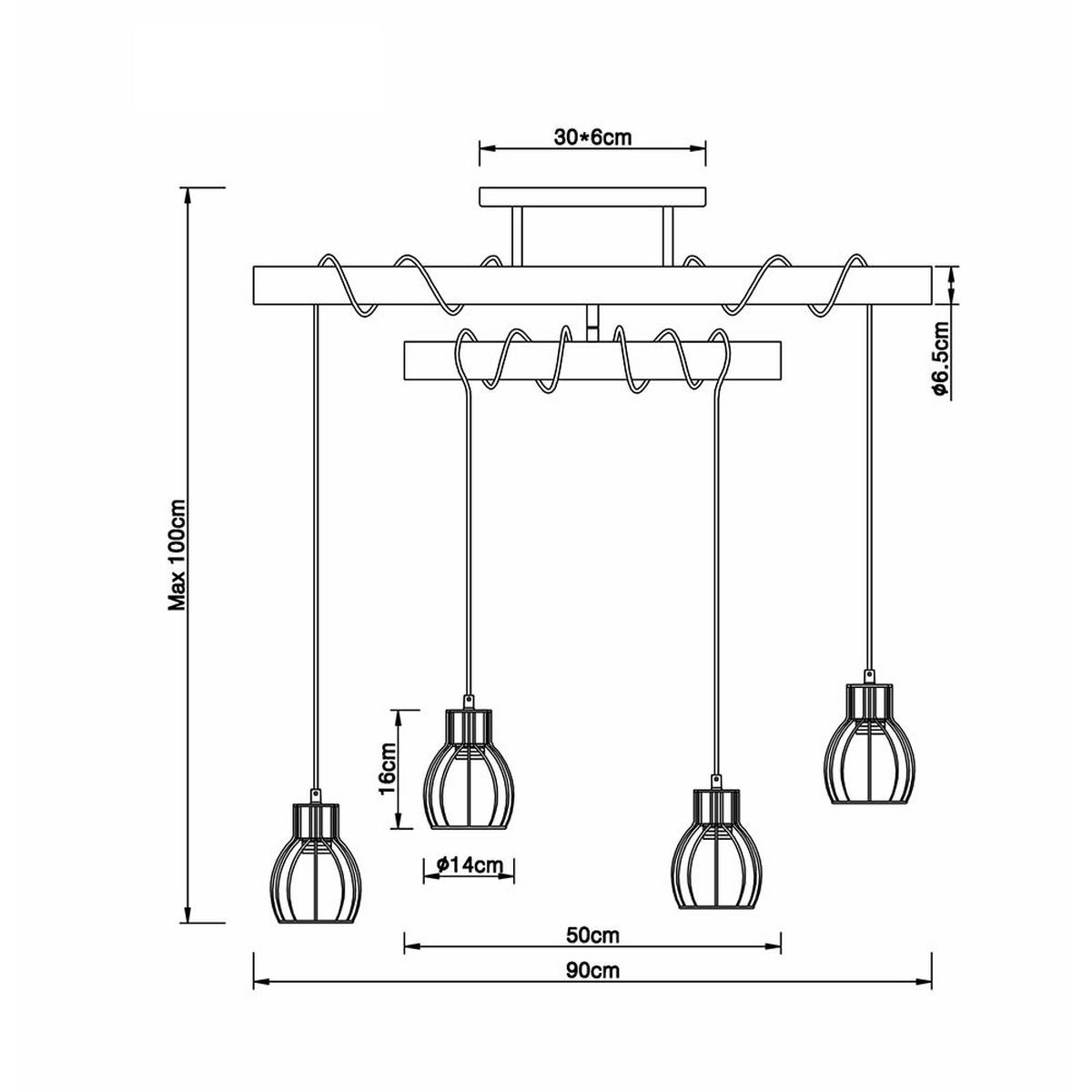 LED HÄNGELEUCHTE Holzbalken Braun - Braun, Holz (90/14/100cm) - Globo Lighting