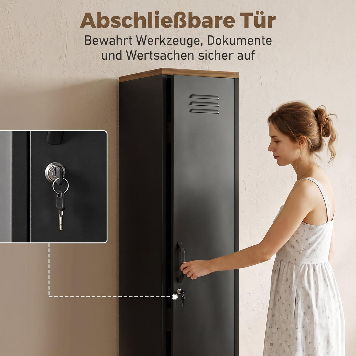 KLEIDERSCHRANK Metall Schwarz - Schwarz, Kunststoff/Metall (35/183/46cm) - HOMCOM