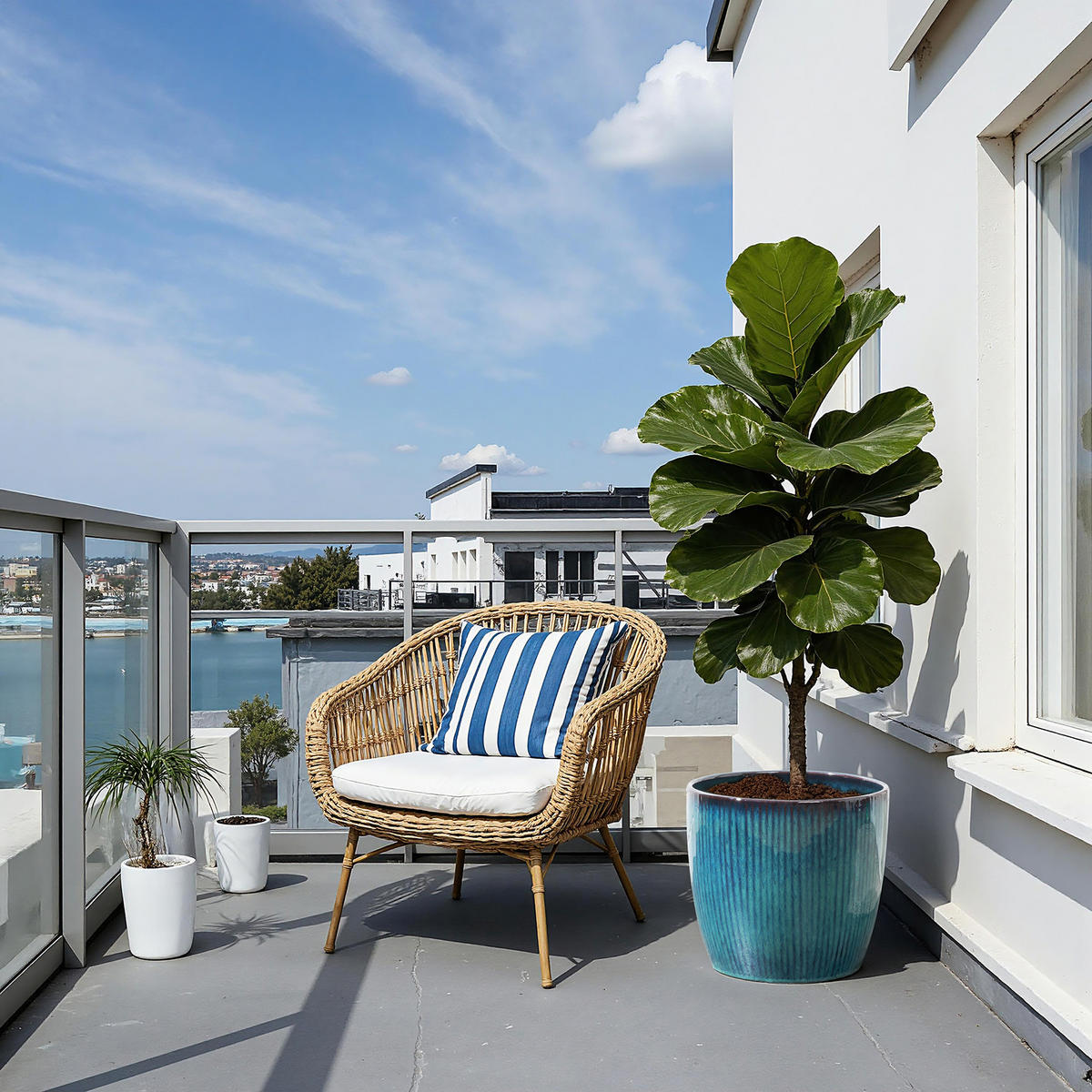 BLAUER Keramik-Blumentopf, Durchmesser 30 cm, Höhe 28 cm - Blau, Keramik (29cm) - Hometopia