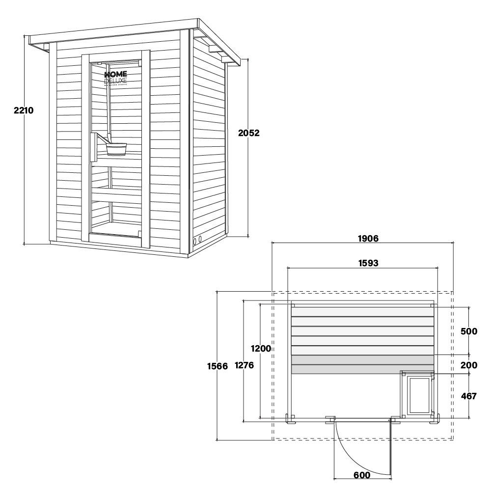 SAUNAHAUS TALO M - Größe: M - Braun, Holz (191/221/157cm) - Home Deluxe