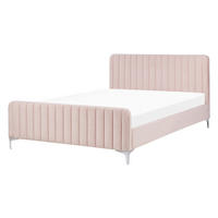 POLSTERBETT 140/200cm Pastellrosa Lunan - Pink, Textil (140/200cm) - Beliani