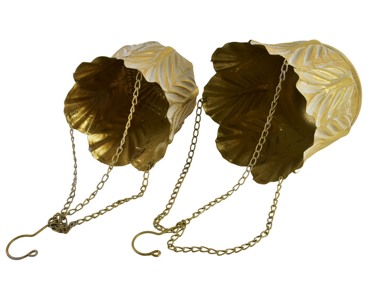 BLUMENTOPF Marina 2er Set Gold 23/23/32 cm Metall - Goldfarben, Metall (23/32/23cm) - Mondex