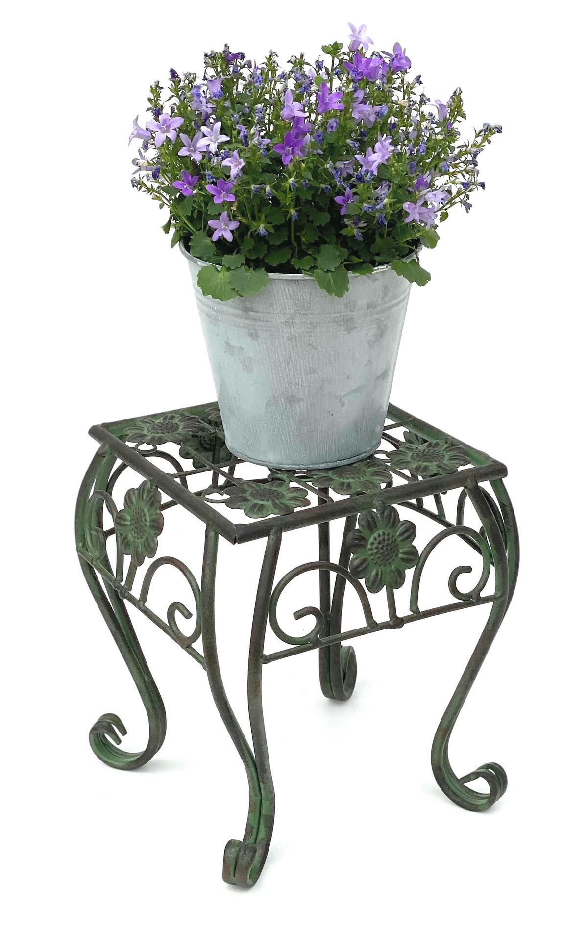 BLUMENHOCKER eckig Metall Grün 22,5/22,5/25,5 cm - Grün, Metall (22.5/25/22.5cm) - DanDiBo