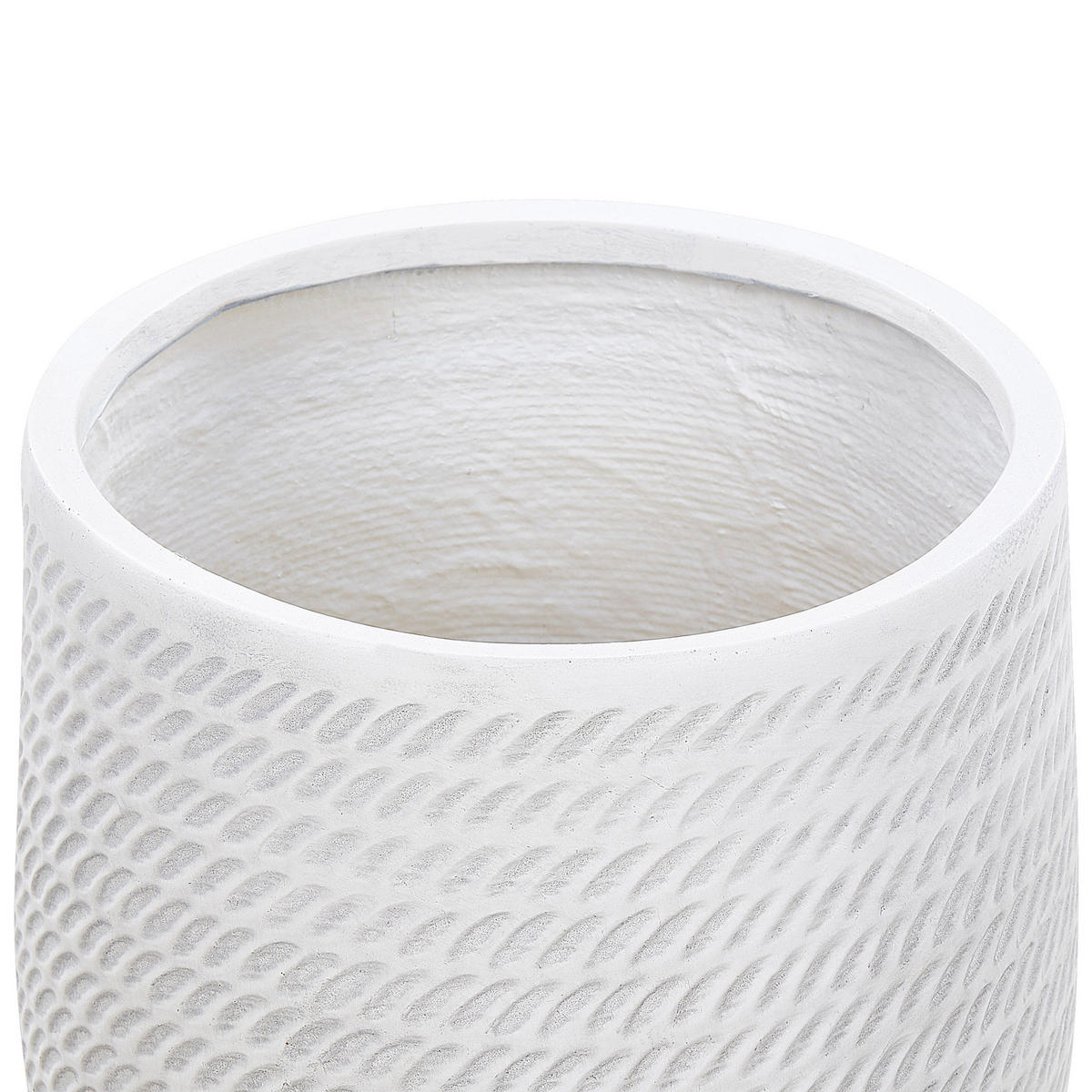 BLUMENTOPF cremeweiß rund 39/39/44 cm Livadia - Weiß, Naturmaterialen (44cm) - Beliani