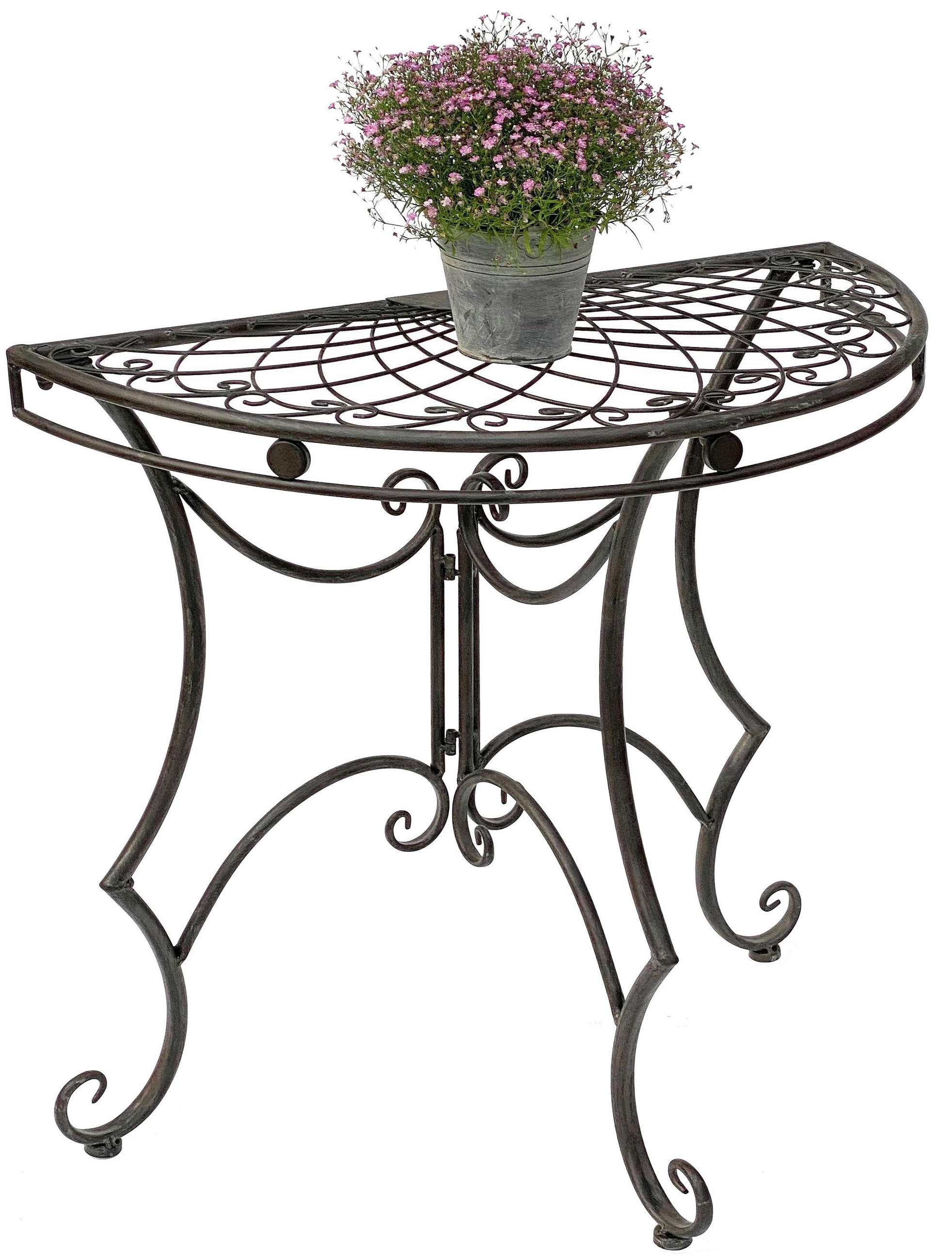 TISCH Halbrund Metall Braun 80 cm 96000 - Braun, Metall (40/80/76cm) - DanDiBo