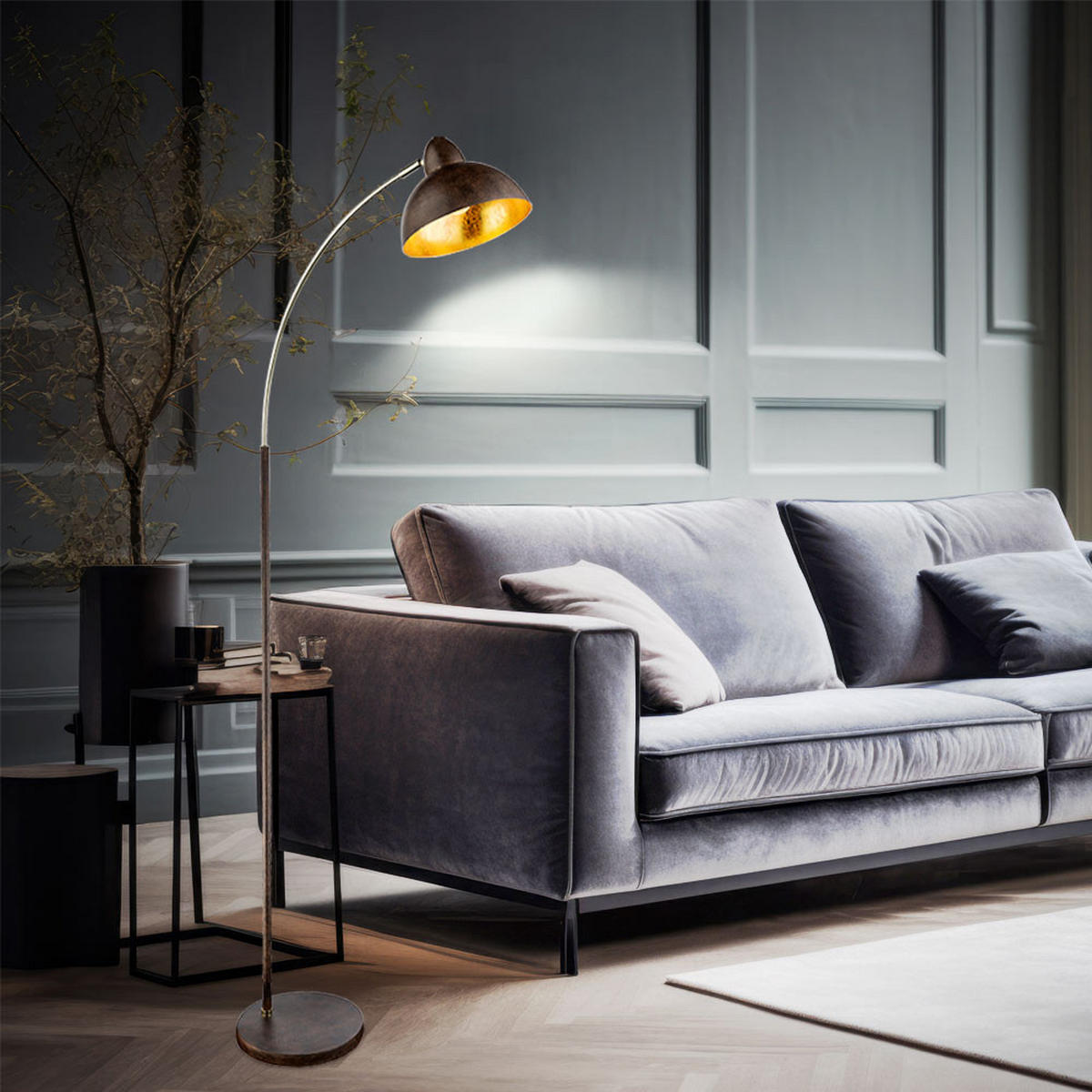 LED STEHLEUCHTE Anita Braun Rostoptik - Braun, Metall (51/25/155cm) - Globo Lighting