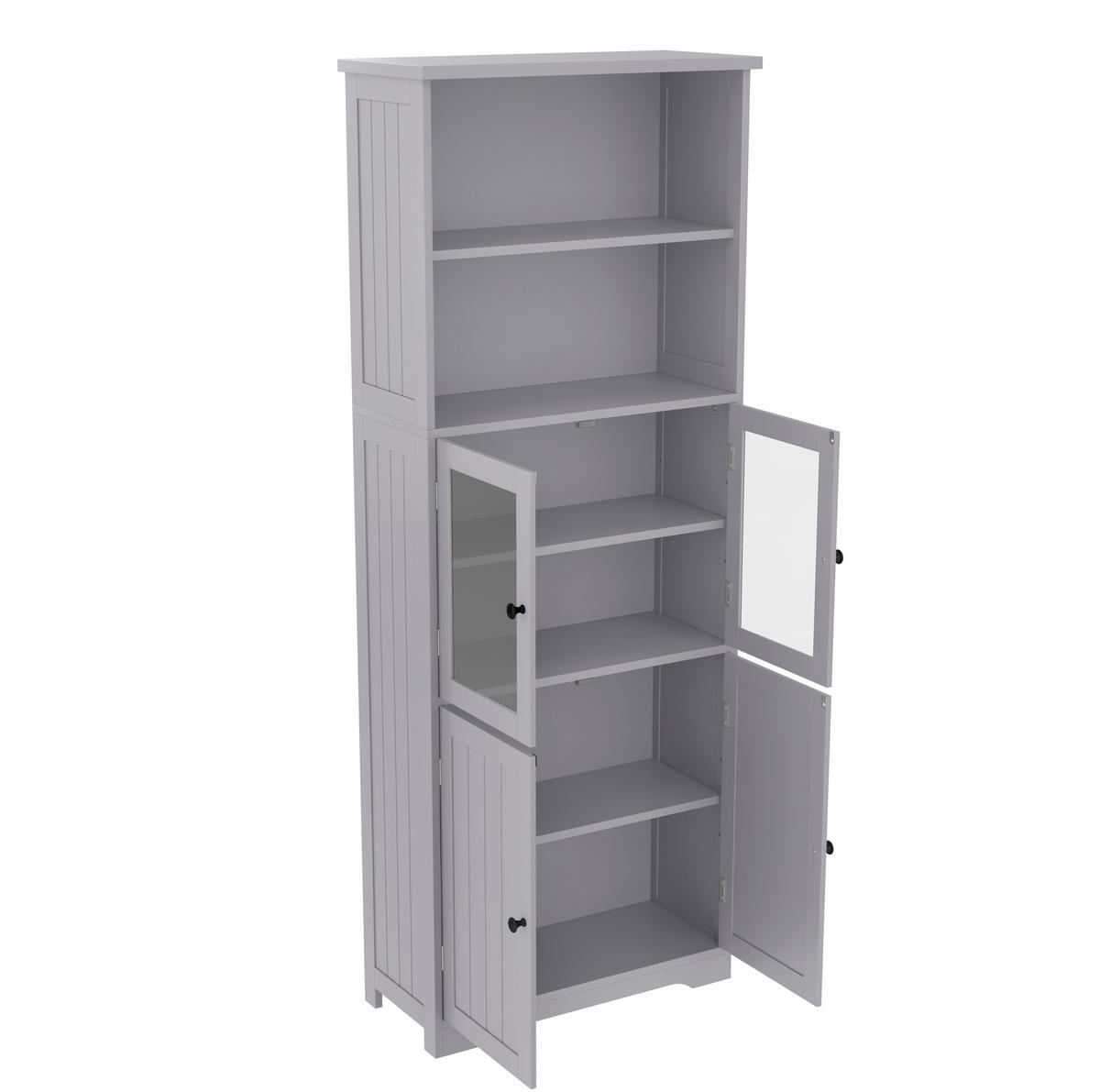 HOCHSCHRANK mit 4 Türen, feuchtigkeitsbeständiger Lack, 57,5/28,5/160 cm, Grau - Grau, Holzwerkstoff (57.4/160/28.5cm) - Redom
