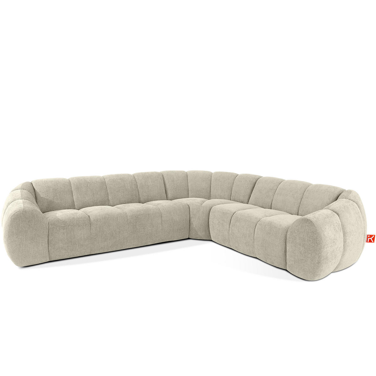 ECKSOFA RECHTS FLAVA, Ecru - Ecru, Holz/Holzwerkstoff (310/270cm) - KONSIMO®