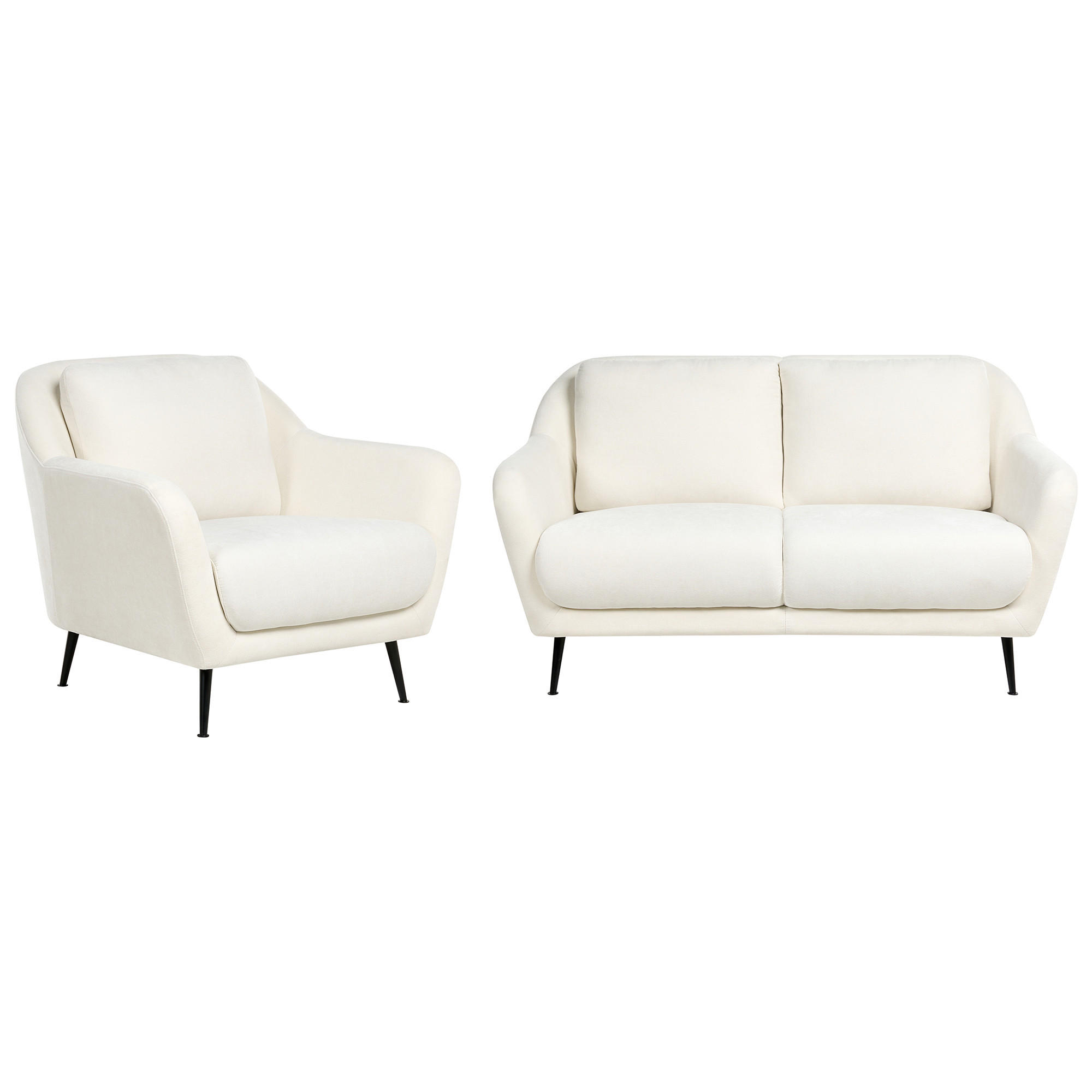 SOFA-SET 3-Sitzer Chenillegewebe Weiß Eiby - Schwarz/Weiß, Textil (148/80/91cm) - Beliani