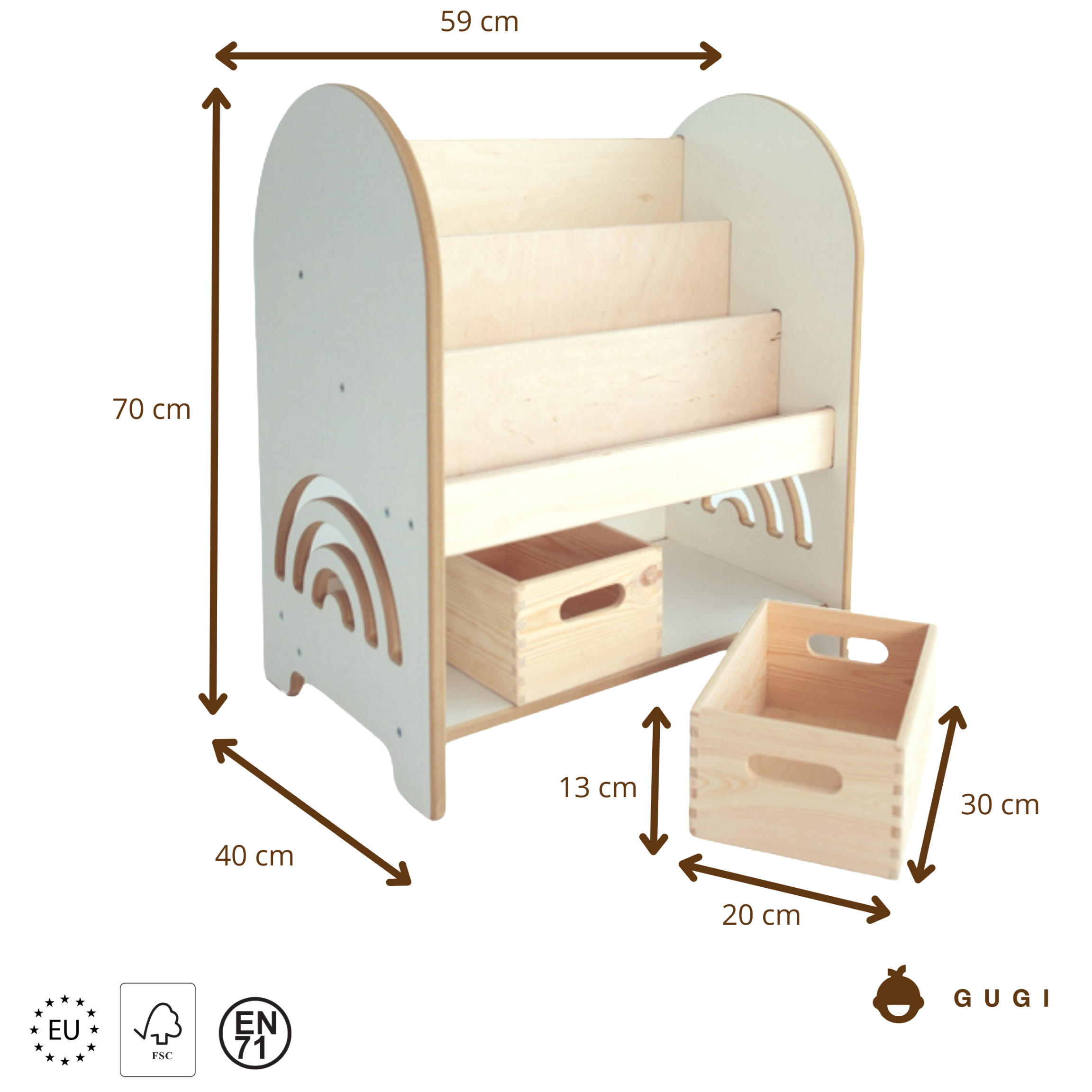 BÜCHERREGAL Montessori 40/70/60 - Naturfarben, Holzwerkstoff (40/70/60cm) - RAUMHIRSCH FURNITURE