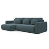 ECKSOFA mit Schlaffunktion Samt Stoff Blau - Blau/Petrol, Kunststoff/Textil (149/278cm) - Makamii