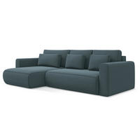ECKSOFA mit Schlaffunktion Samt Stoff Blau - Blau/Petrol, Kunststoff/Textil (149/278cm) - Makamii