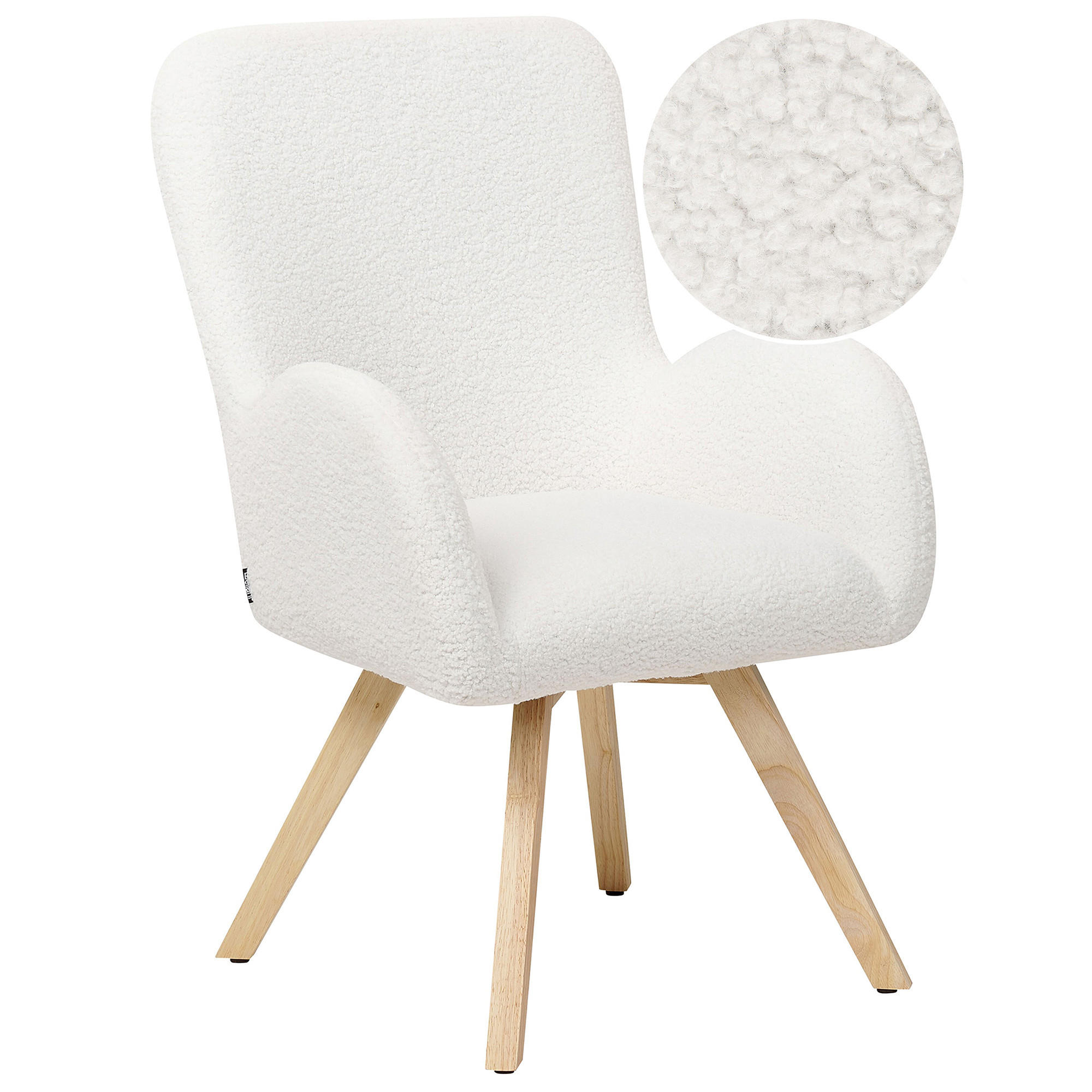 SESSEL Bouclé weiß/hellbraun Bjarn - Hellbraun/Weiß, Textil (60/90/55cm) - Beliani
