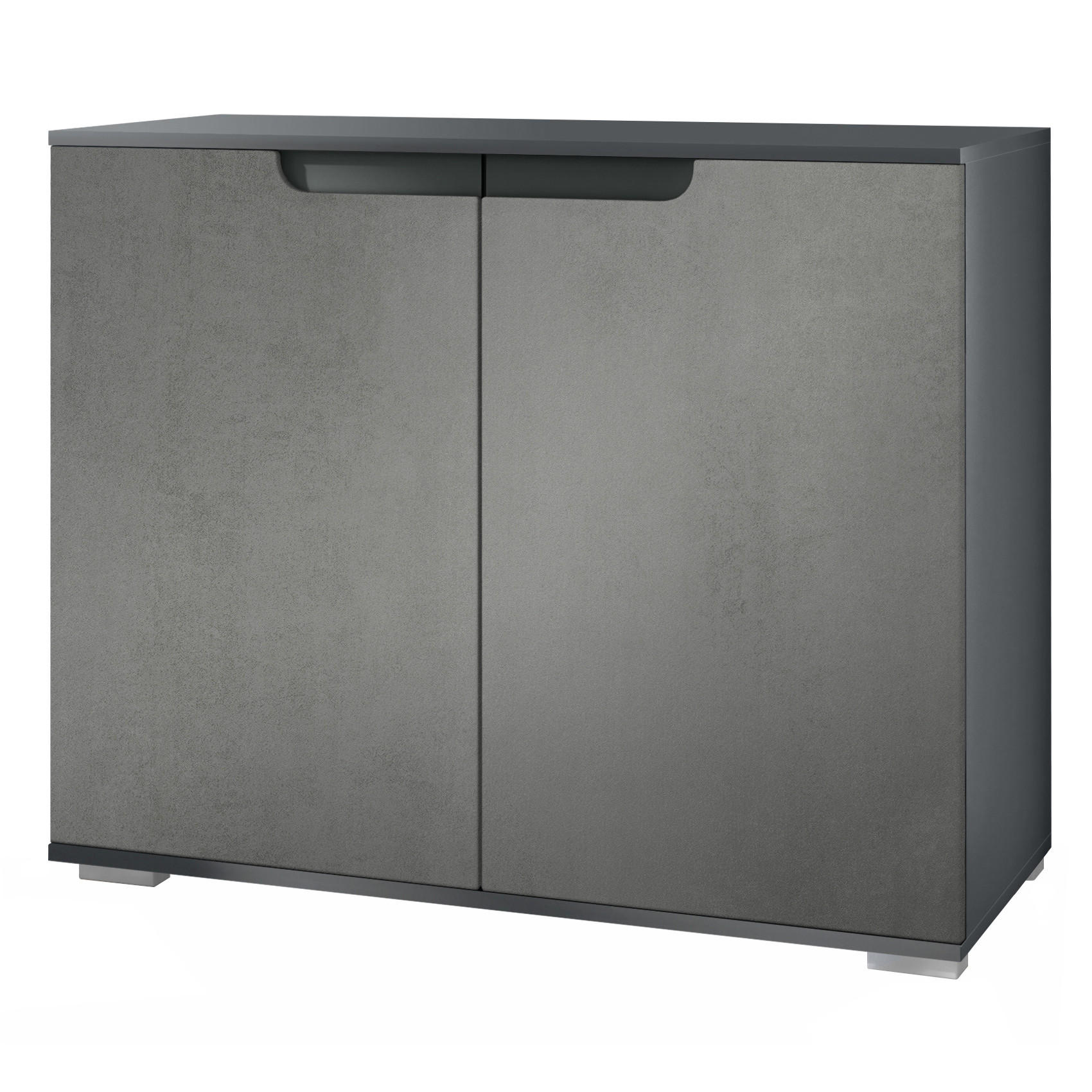 KOMMODE Sylt Beton Dunkel Optik - Dunkelgrau, Holzwerkstoff (92.5/75.5/35cm) - Vladon