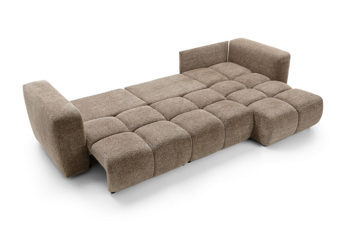 ECKSOFA ARTE 03 Braun Chenille mit Schlaffunktion - Braun, Holz (336/177cm) - MASSENO