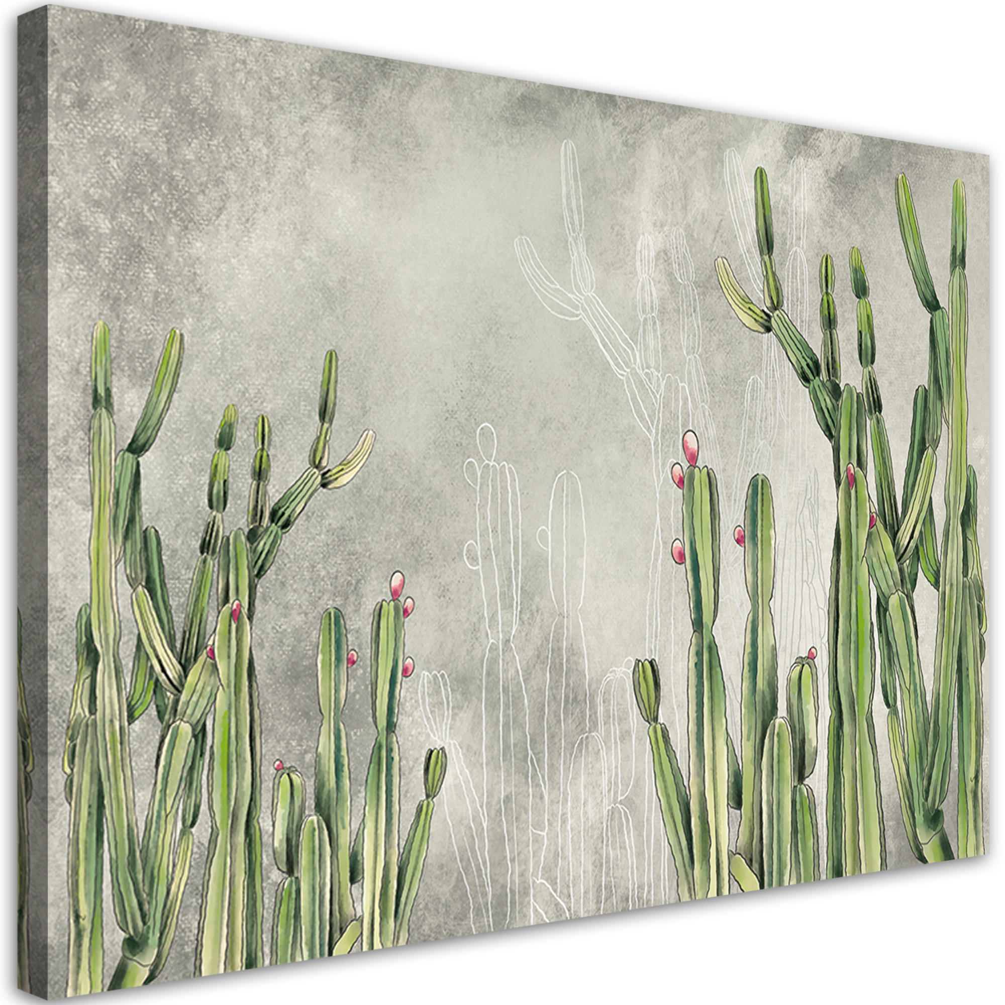 WANDBILD großer wüstenkaktus - Pink, Textil (60/40cm) - Feeby