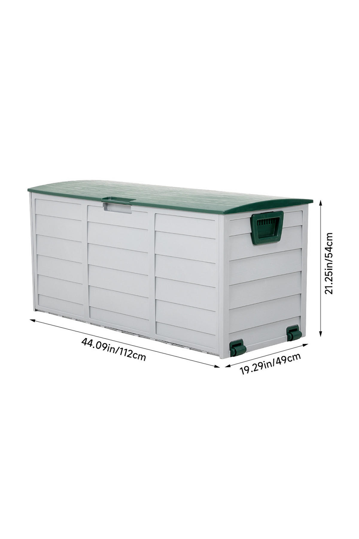 GARTENBOX 290L aus PP Kunststoff in Grün+Hellgrau mit Rollen, Modell Robuste Konstruktio 112 cm B x 49 cm T x 54 cm H - Grün, Kunststoff (112/54/49cm) - Livingandhome