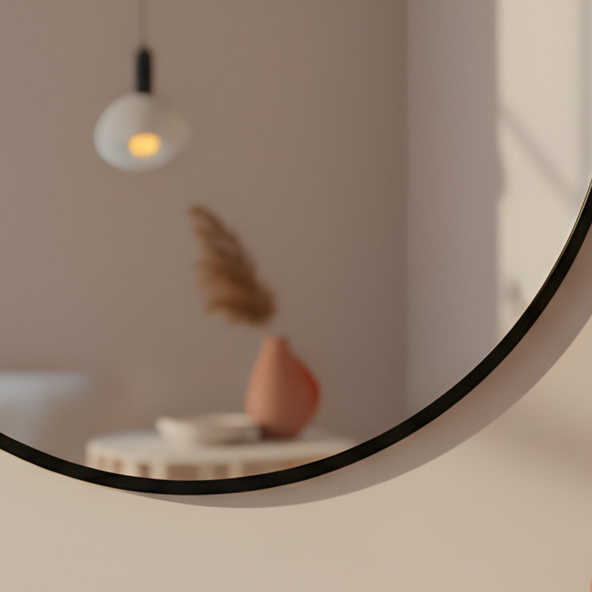 WANDSPIEGEL Loop Ø 60 cm - Schwarz, Glas (60/60/2.5cm) - EDAXO