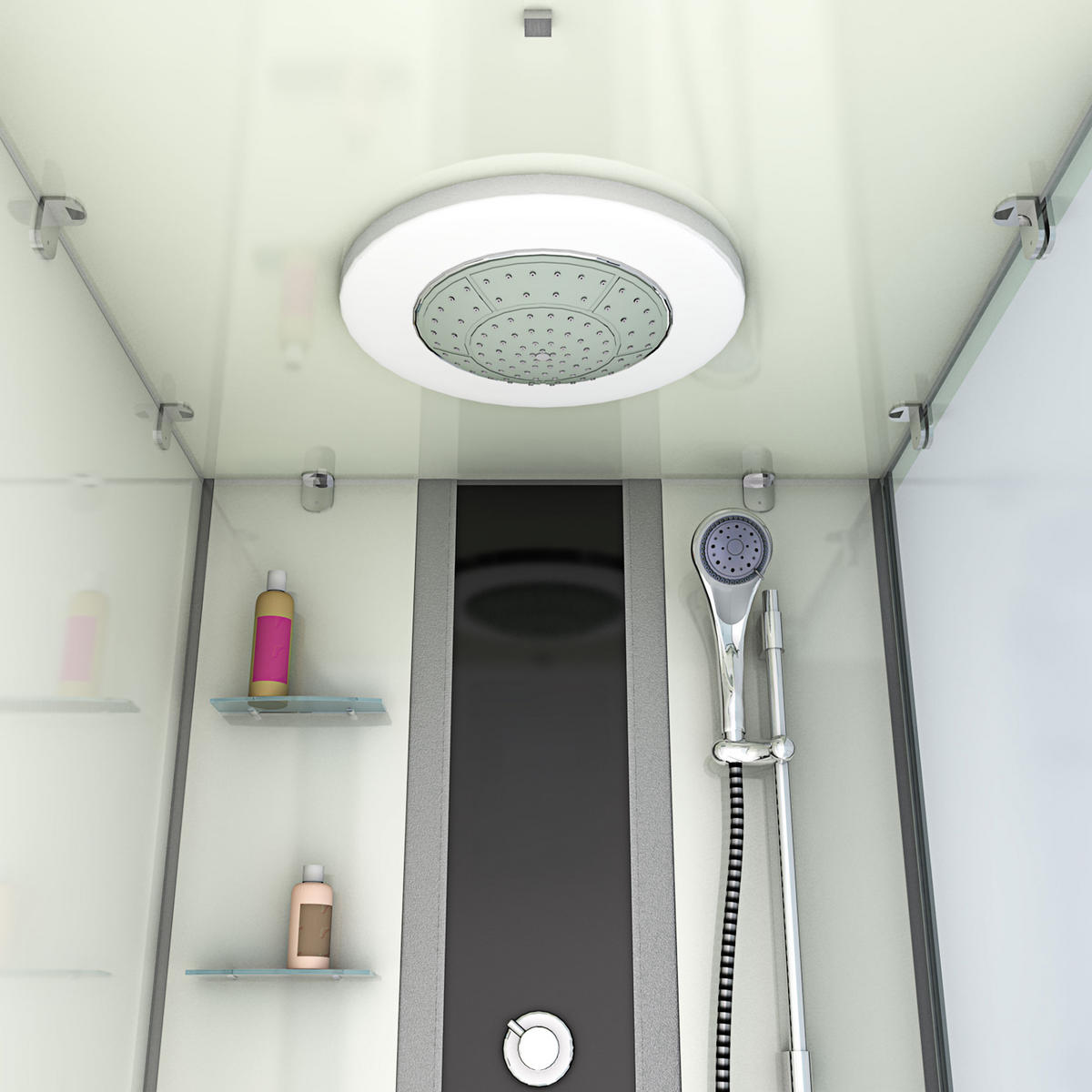 DUSCHE Wanne Kombination K05-L00-EC 180x90 - Weiß, Glas/Kunststoff (90/225/180cm) - AcquaVapore by Sandra Jentho