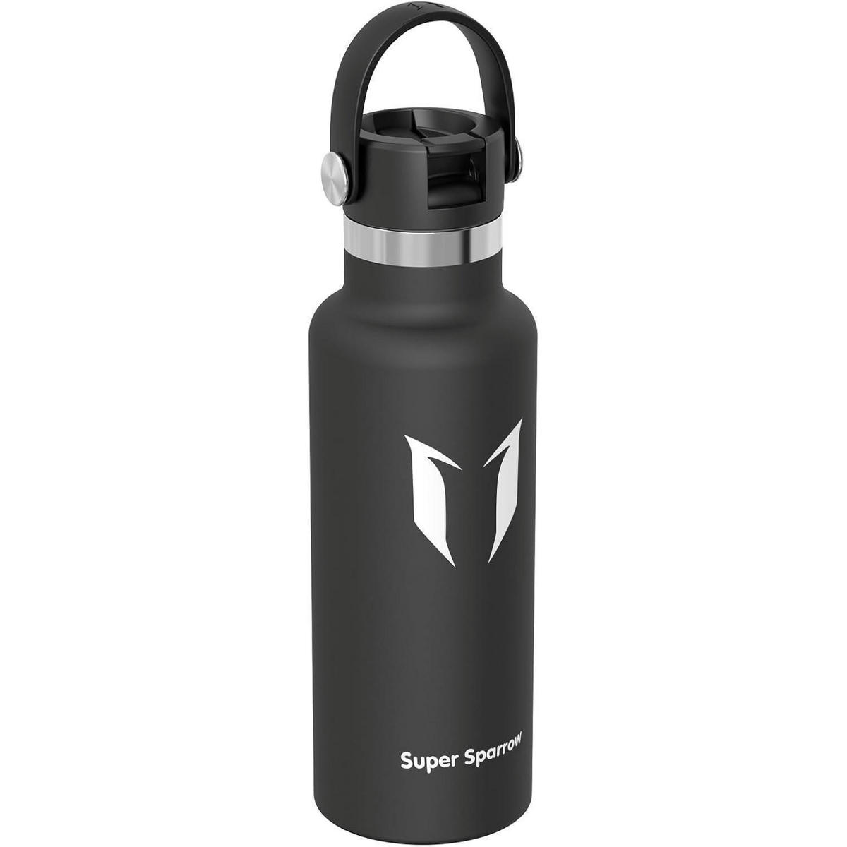 TRINKFLASCHE Edelstahl 500 ml Schwarz - Schwarz, Metall (7/7cm)