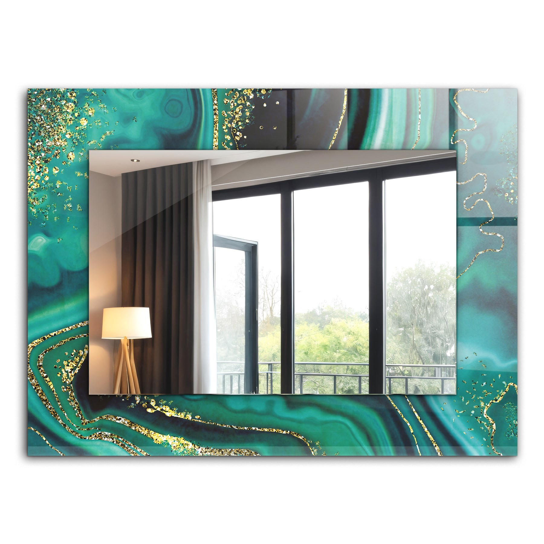 SPIEGEL 80 x 60 cm Rechteckig mit Aufdruck - Jadegrün, Glas (80/60/0.4cm) - TULUP