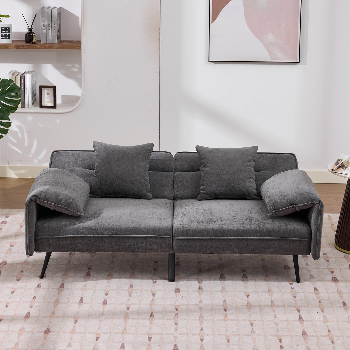 2-SITZER Schlafsofa, Stoff mit 3-fach verstellbarer Rückenlehne, 167,5/73/70 cm, Grau - Grau, Textil (73/70/167.5cm) - Redom