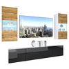 WOHNZIMMERWAND Schrankwand mit LED Eiche Wotan / Schwarz - Eiche Wotan/Schwarz, Holz (200/180/36cm) - B BELINI GROUP