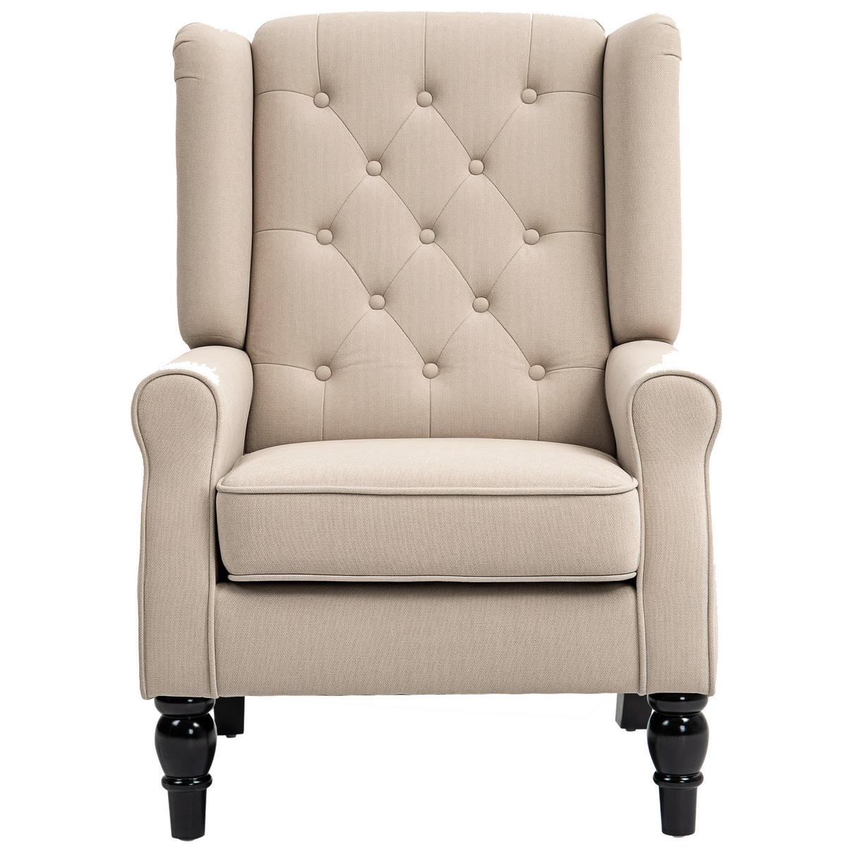 SESSEL DE-13450 klassisch mit Knopfheftung Beige - Beige, Textil (87/102/74cm) - ComfortXL