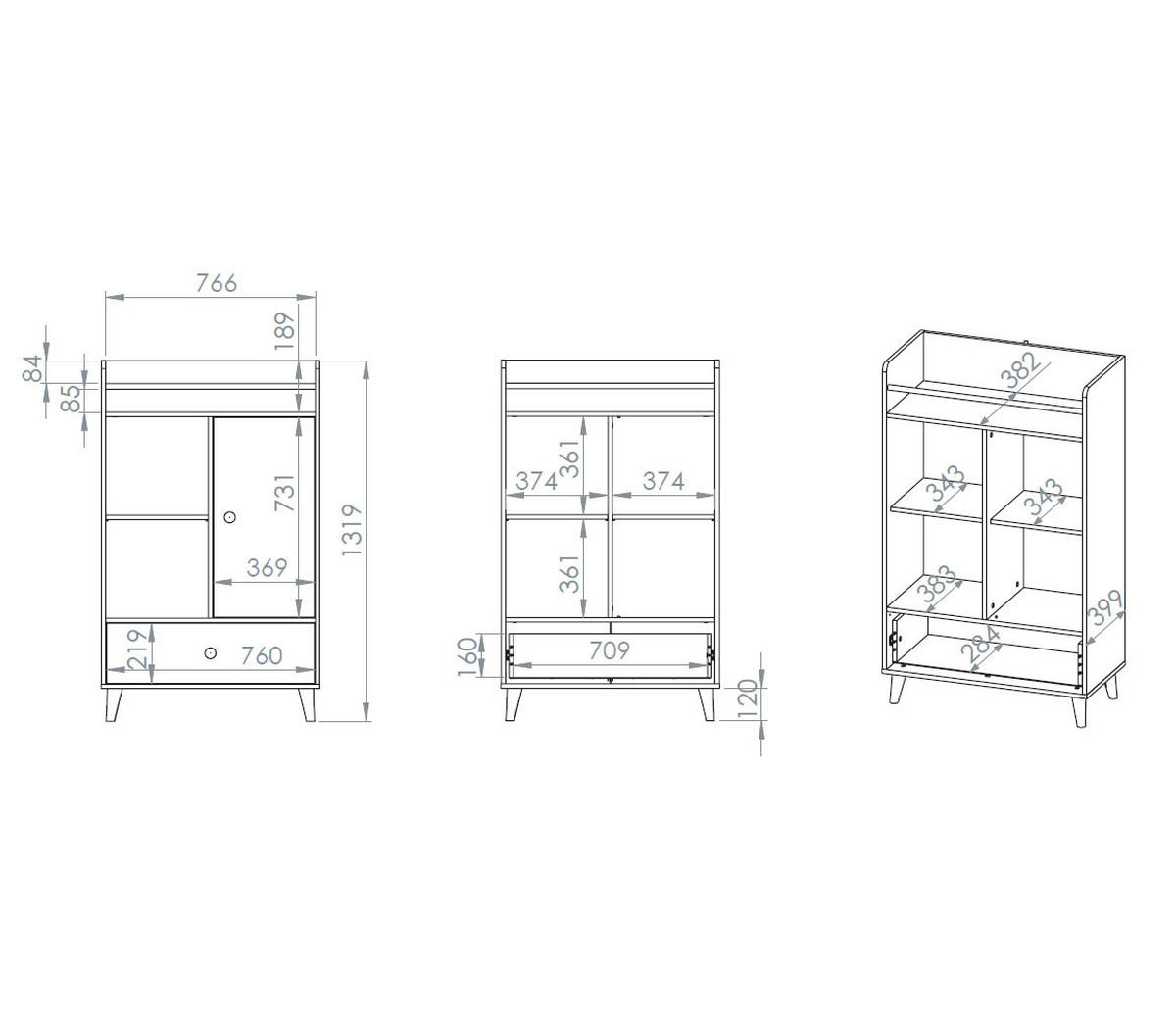 KOMMODE Mevel Wüstensand / Millennial Pink 80 / 40 / 132cm - Pink, Holz/Holzwerkstoff (80/132/40cm) - Feldmann-Wohnen