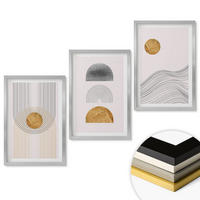 WANDBILDER 3er Set - 40x60 cm Silberner Rahmen - Abstrakte Formen in Beige und Grau - Silberfarben, Kunststoff (40/60cm) - ArtPrintCave