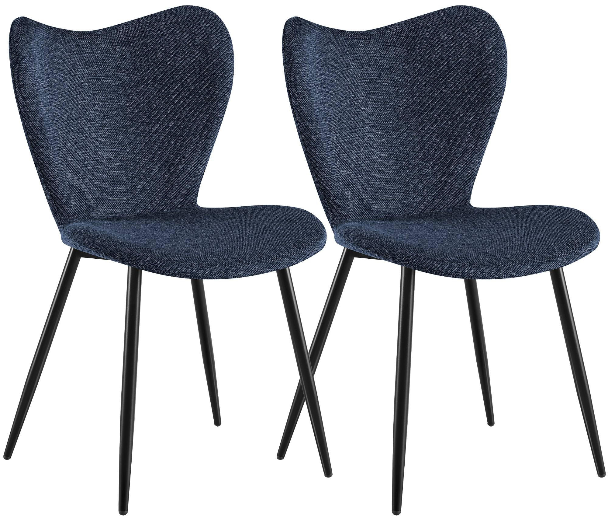 ESSZIMMERSTUHL 2 Stoff Blau - Blau/Schwarz, Textil/Metall (50/80/58cm) - CLP