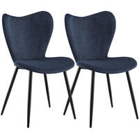 ESSZIMMERSTUHL 2 Stoff Blau - Blau/Schwarz, Textil/Metall (50/80/58cm) - CLP
