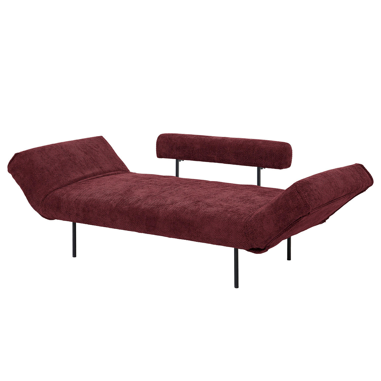 SCHLAFSOFA - Chenille - Beere/Schwarz, Textil/Metall (181/70/75cm) - home24