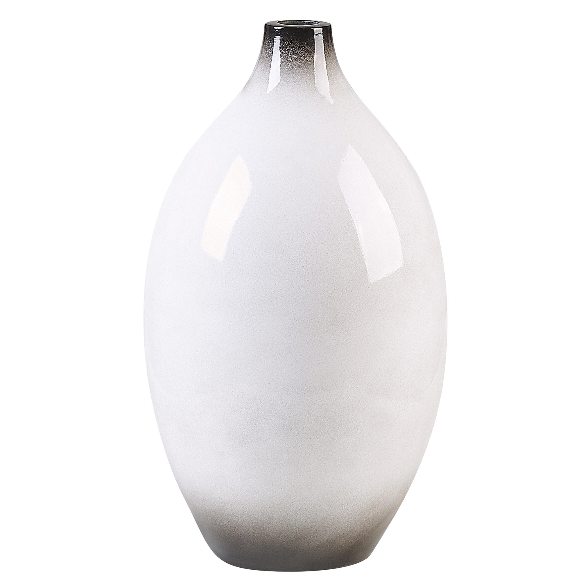 DEKOVASE Terrakotta weiß Baeza - Weiß, Stein (36cm) - Beliani