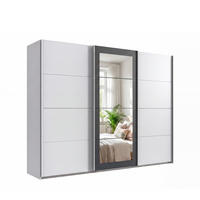 SCHWEBETÜRENSCHRANK 3-türig B270/H208/64 cm Kleiderschrank in Weiß, Spiegel umrahmt in Grafit, Griffe Weiß / 22629 - Weiß, Holzwerkstoff/Metall (270/208/64cm) - luma-home