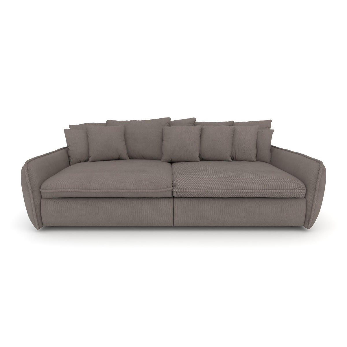 BIGSOFA Hereford Cord Taupe inkl. 11 Kissen 234/131/61 cm - Taupe, Kunststoff/Textil (234/61/131cm) - foamnova