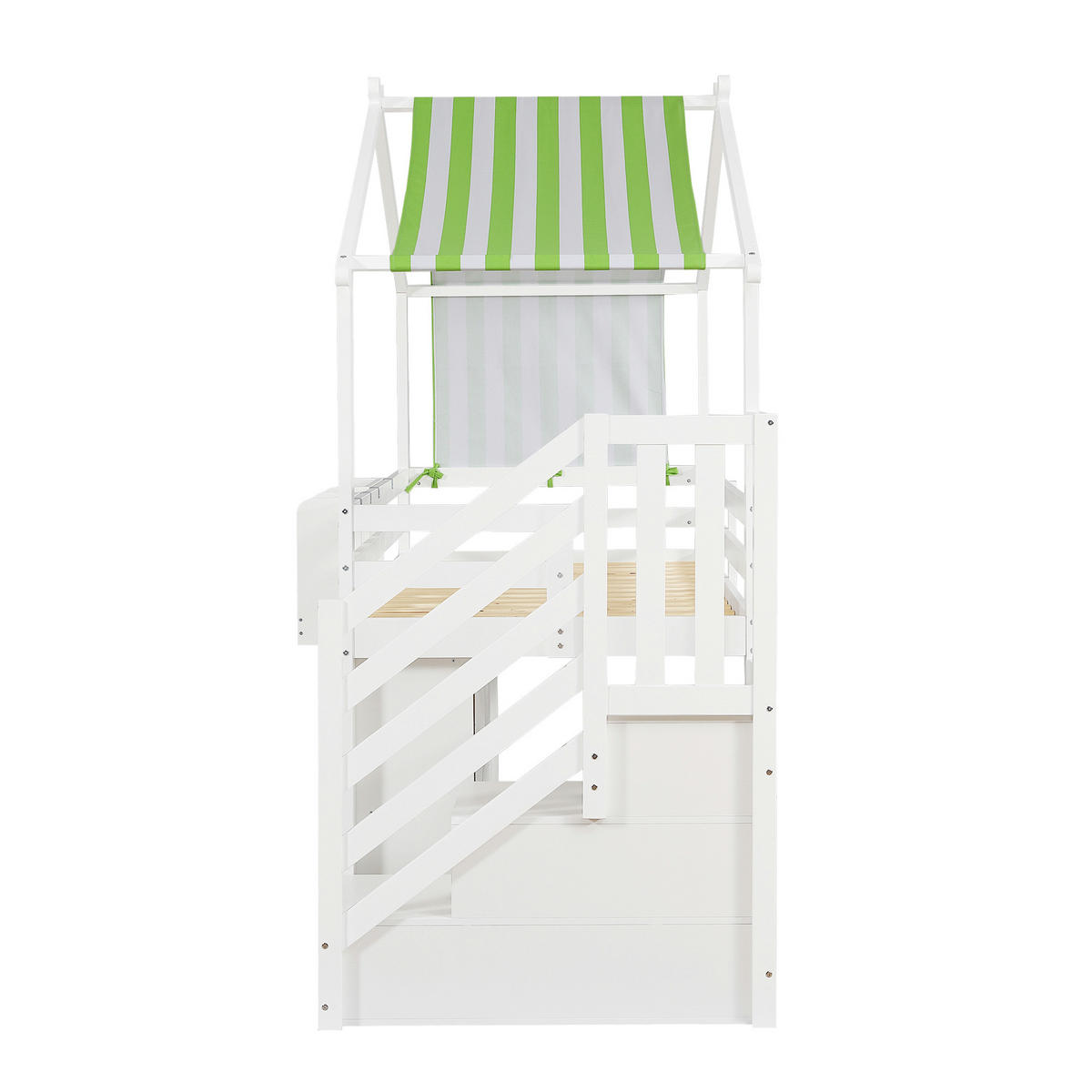 HAUSBETT 90/200 cm Weiß, Grün - Weiß/Grün, Holz/Holzwerkstoff - Raumix