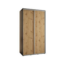 SCHWEBETÜRENSCHRANK 235,2/130/45 2-türig - Silberfarben/Schwarz, Holz/Metall (130/235/45cm) - Abiks Möbel