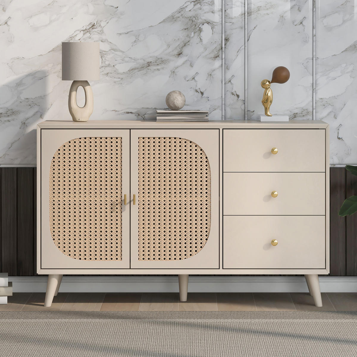 SIDEBOARD 120/40/82,5 cm offwhite aus Spanplatte mit Stauraum - Weiß, Holzwerkstoff (120/82.5/40cm) - OKWISH