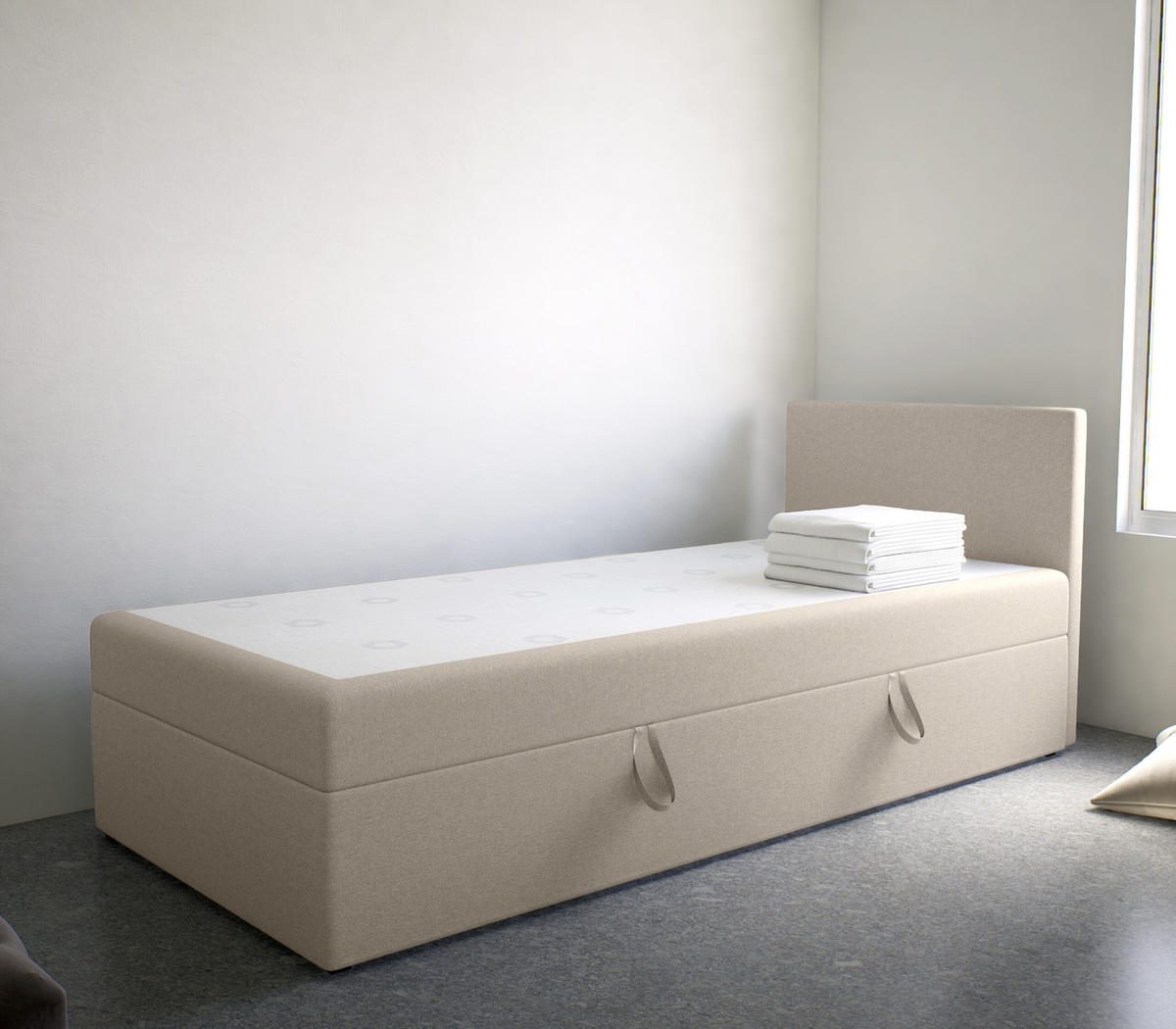 BOXBETT Verdig Mini Basic 100x200 Beige Rechts - Beige, Holz (100/200cm) - Fedve