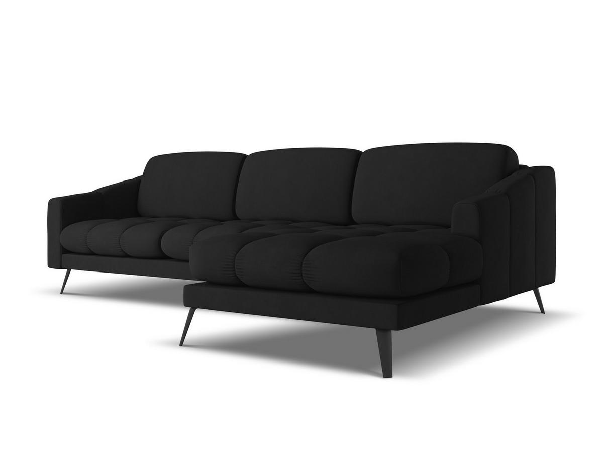 ECKSOFA Rechts Chenille Stoff Schwarz - Schwarz, Textil/Metall (264/160cm) - Makamii