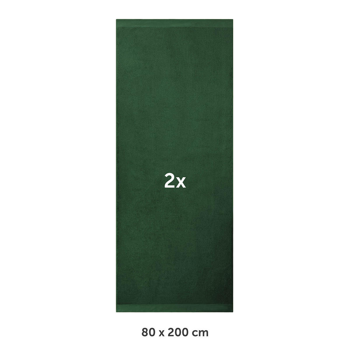 SAUNATUCH 2er-Set, 2x Saunatuch 80/200 cm, Dunkelgrün - Dunkelgrün, Textil (80/200cm) - Blumtal