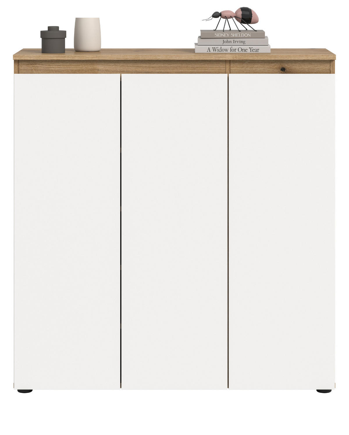 KOMMODE weiß, Evoke Eiche 105 x 11 cm, Anrichte mit 10 Fächern - Eichefarben/Schwarz, Holzwerkstoff/Kunststoff (105/111/37cm) - Inn.Furn