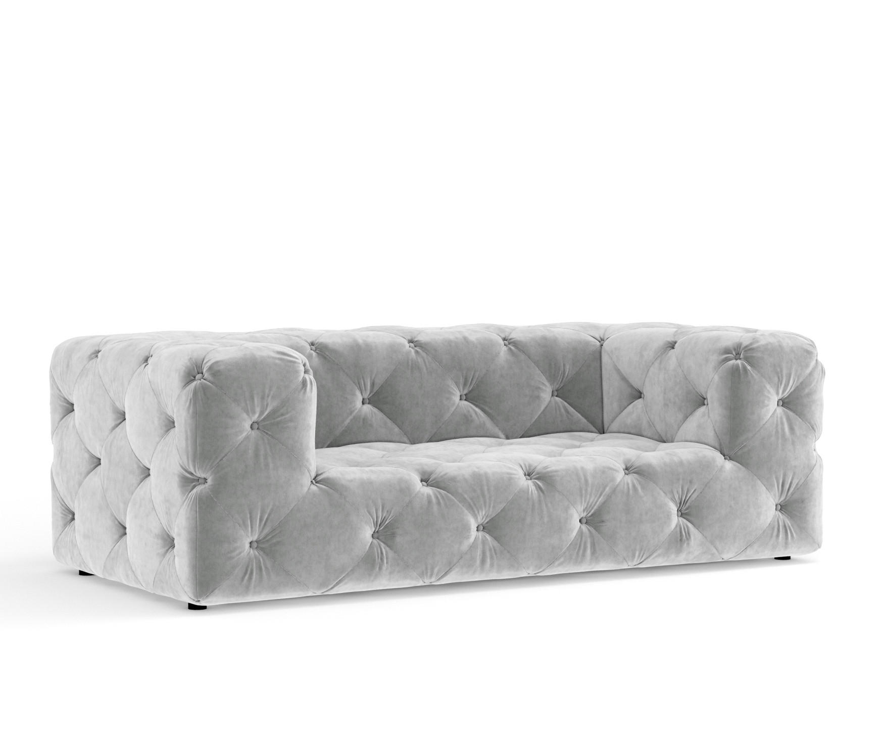 2-SITZER-SOFA Cosimo Hellgrau Samtstoff - Hellgrau/Schwarz, Holz/Holzwerkstoff (193/71/100cm) - Maison de Reve