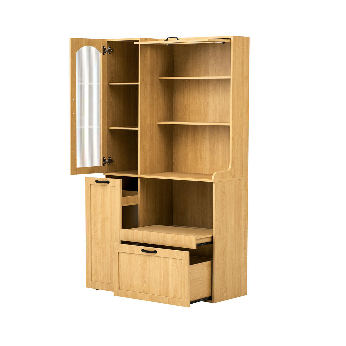HIGHBOARD 98/177/40 cm Natur aus MDF mit verstellbaren Einlegeböden - Naturfarben, Holzwerkstoff (40/177/98cm) - OKMYHOME