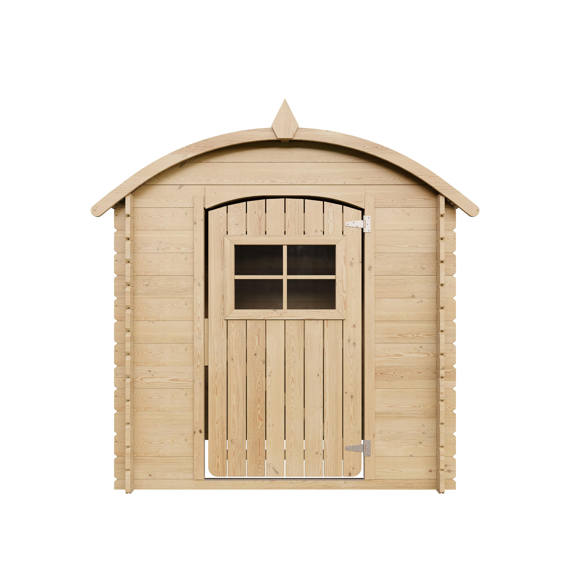 KINDERSPIELHAUS aus Holz - B112xL146xH145 cm/1,1m2 - M505-1 - Beige, Holz (146/145/112cm) - Timbela