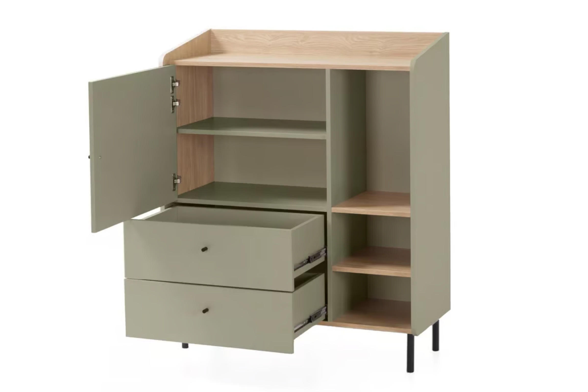 KINDERKOMMODE ALBI 09 95/42/115 in Eukalyptus / Baltic Düne Eiche - Alteiche/Eukalyptusholzfarben, Holzwerkstoff (95/115/42cm) - Deine Möbel 24