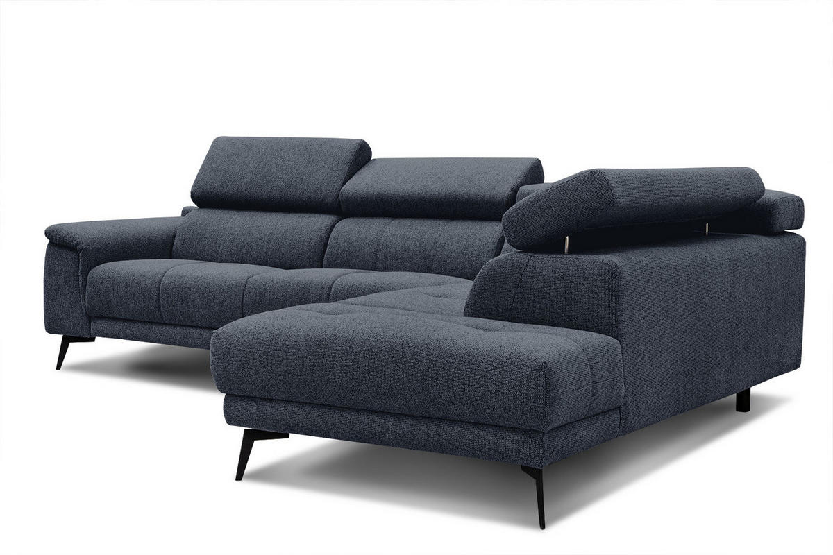 ECKSOFA FIERO 5-Sitzer, dunkelblau - Schwarz/Dunkelblau, Holzwerkstoff/Textil (290/228cm) - Courtois Laville