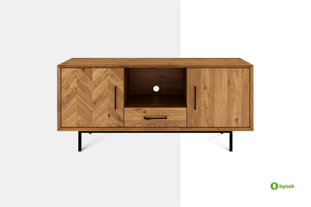 KOMMODE BREIT LEON Wildeiche - Wildeiche, Holz (144/65/45cm) - byoak