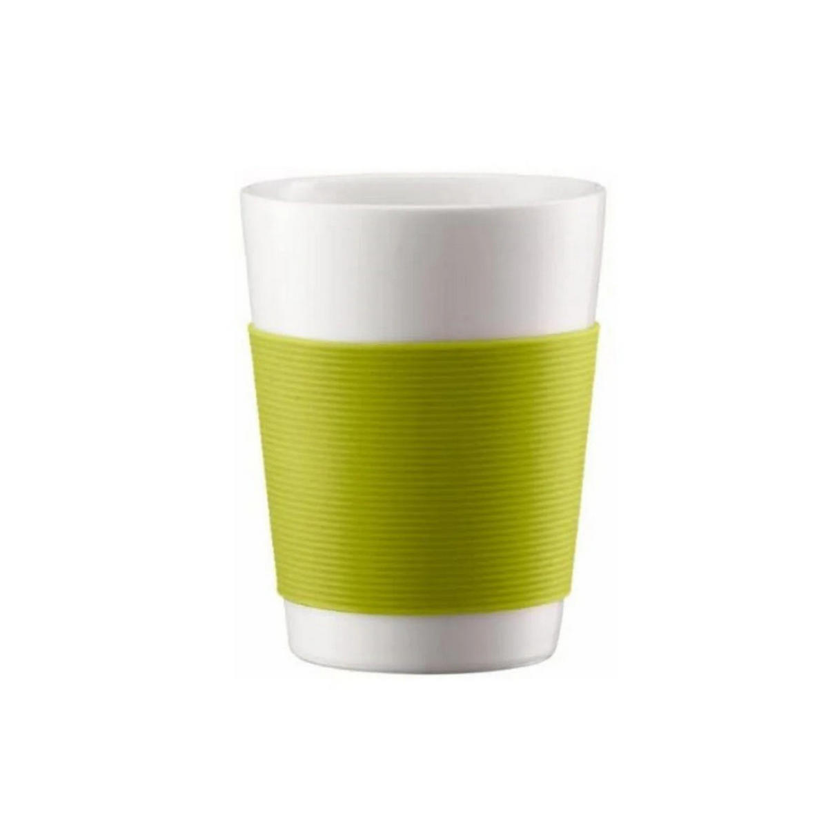 ESPRESSOTASSEN Canteen Grün 2er Set 100 ml Doppelwandig Porzellan Silikonhülle - Rot/Grün, Keramik (0.2L) - Bodum
